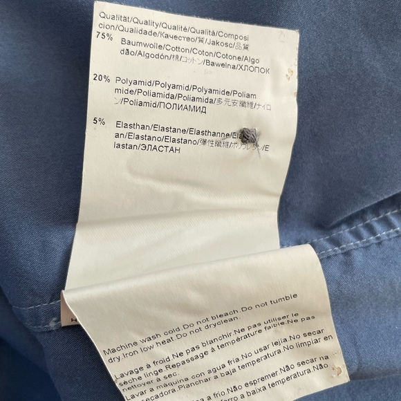 HUGO BOSS Blue Button Front Long Sleeve Slim Fit Men’s Cotton Dress Shirt - Picture 6 of 6